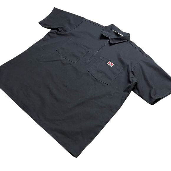 Ben Davis Work Shirt Men's XL Black Half-Zip Short Sleeve Double Pocket Logo Y2K - Picture 5 of 9